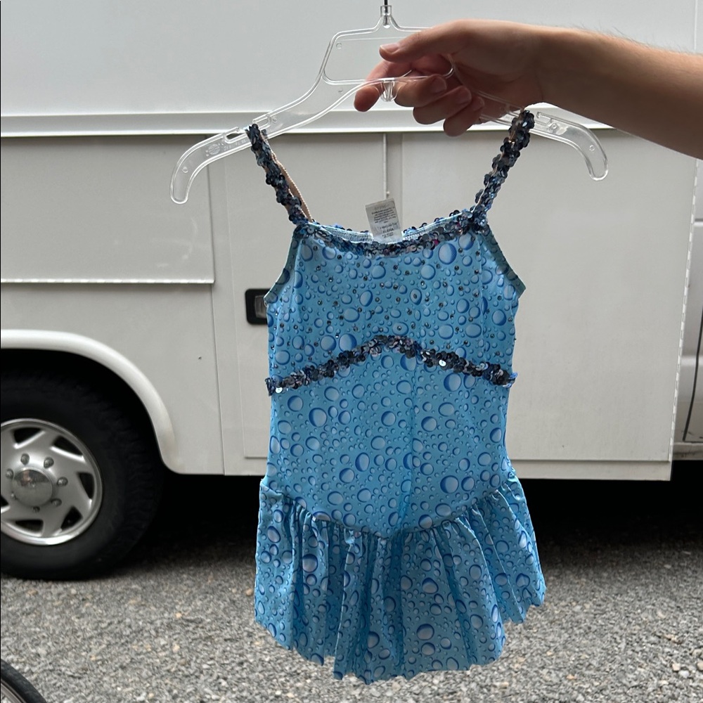 Blue Bubble Print splish splash dance costume